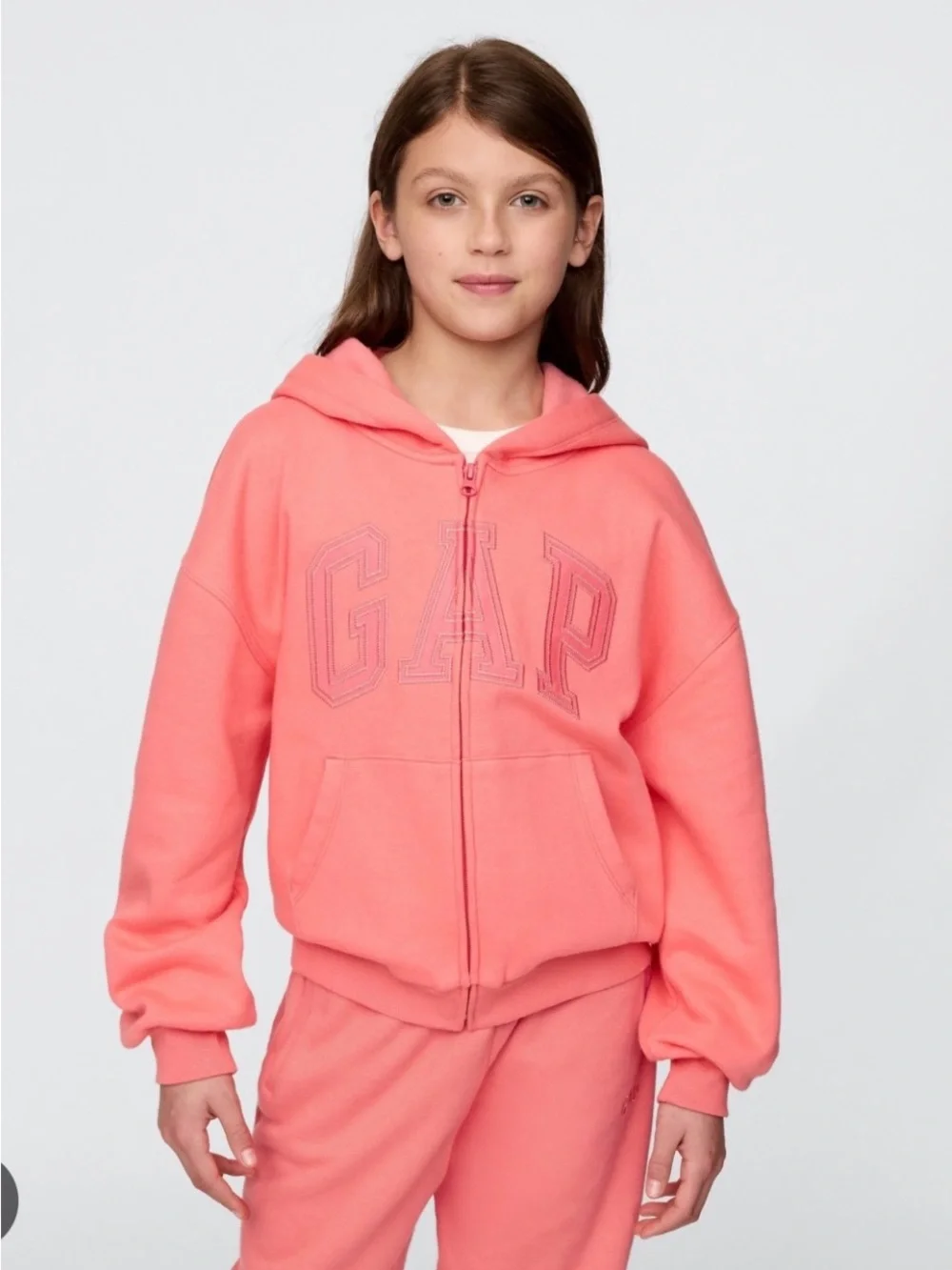 GAP lot Kids sz l 10 Zip-Up Hoodies in Coral and Light Pink